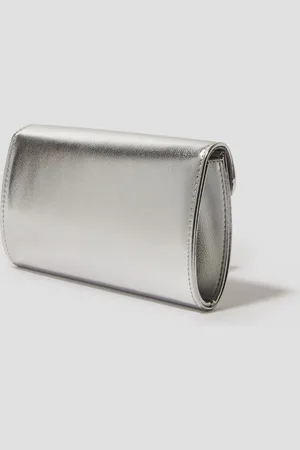 Monsoon Silver Selena Bow Metallic Clutch Bag One