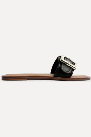 Linzi Black Tyla Flat Sandals With Buckle AU 9 (EU 40)
