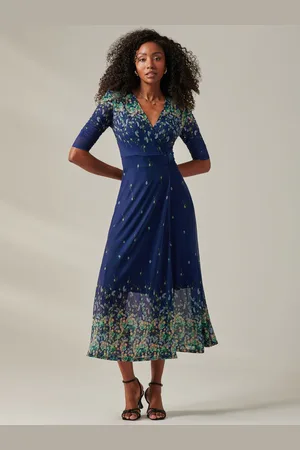 Jolie Moi Stella Floral Print Wrap Mesh Maxi Dress AU 20