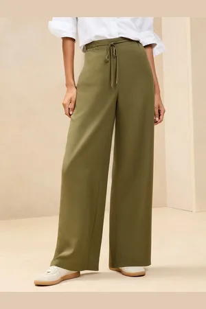 Lipsy London Khaki Green Relaxed Wide Leg Trousers AU 6