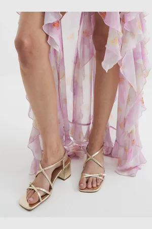 River Island Gold Strappy Block Heel Sandals AU 9 (EU 40)
