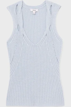 Reiss Blue Alethia Twist Strap Knit Vest XL