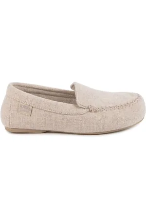 Totes Natural Isotoner Ladies Textured Moccasin Slippers eu37uk4