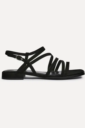 Linzi Black Lucie Strappy Front Sandals With Mini Block Heels AU 8 (EU 39)