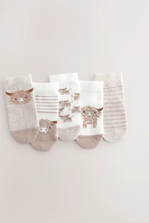 Next Neutral Hamish Baby Socks 5 Pack (0mths-2yrs) 3