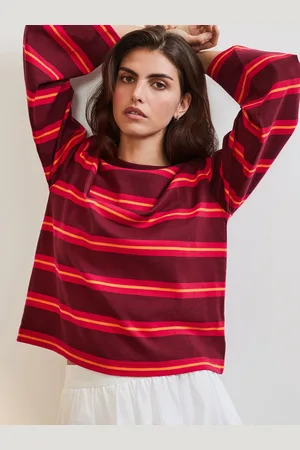 Next Pink/Orange 100% Cotton Long Sleeve Stripe T-Shirt AU 16