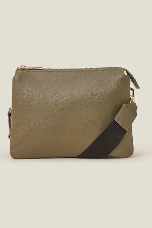 Accessorize Green Double Pouch Leather Cross-Body Bag One