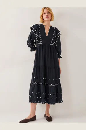 Monsoon Freya Frill Jersey 100% Cotton Midi Dress XXL
