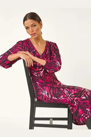 Roman Zebra Print Twist Front Midi Dress AU 18