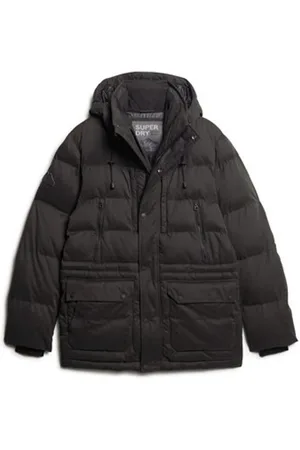 Superdry Black Hooded Parka Coat Jacket XXL