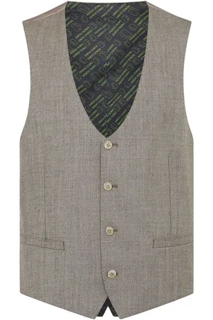 Remus Brown Tapered Fit Wool Rich Waistcoat 42 R