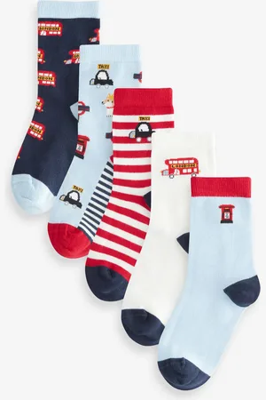 Next Blue/Red London Bus Print Rich Socks 5 Pack 12.5-3.5