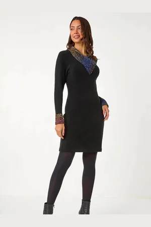 Roman Overlap V-Neck Knit Dress 18