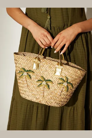 South Beach Brown Mini Embellished Palm Tote Bag One