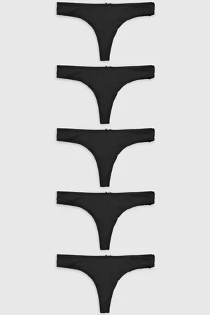 Next Black Thong Microfibre Knickers 5 Pack AU 10