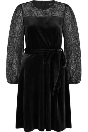 Yumi Velvet Skater Dress With Lace Sleeves AU 16