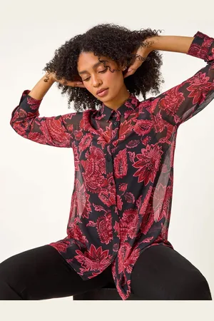 Roman Floral Longline Button Detail Shirt AU 10