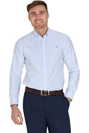 Raging Bull Long Sleeve Oxford Stripe 100% Cotton Shirt M