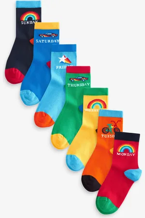Little Bird Multi Bright Rainbow Days of the Week Socks 7 Pack 12.5-3.5