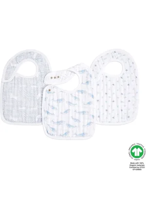 Aden + Anais White Rising Star 100% Cotton Muslin Snap Bibs 3 Pack one