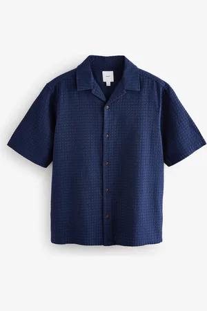 Next Short Sleeve Textured Waffle 100% Cotton Shirt 5XL