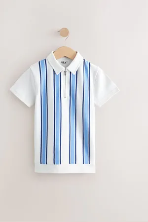 Next Vertical Stripe Zip Neck Short Sleeve 100% Cotton Polo Shirt (3-16yrs) 6 Years (116cm)