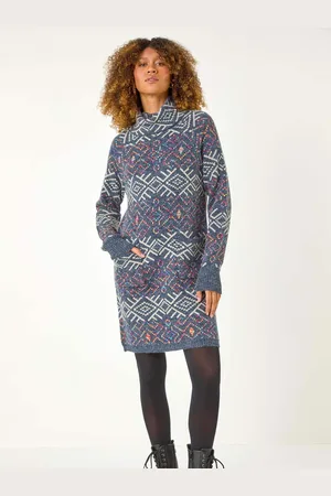 Roman Roll Neck Knitted Dress AU 14