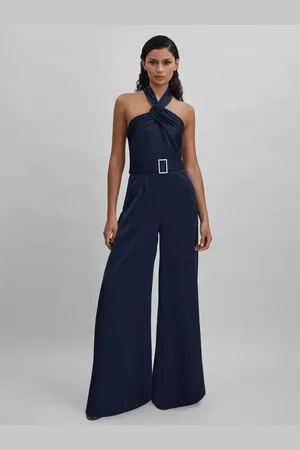 Halston Heritage Satin Halter Neck Jumpsuit AU 6