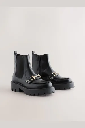 Next Black Leather Forever Comfort Buckle Detail Loafer Chelsea Boots AU 5.5 (EU 36)