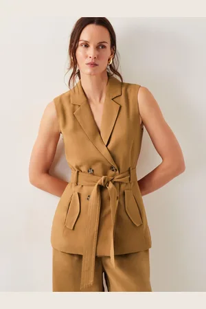 Monsoon Brown Nina Double Breasted Waistcoat M