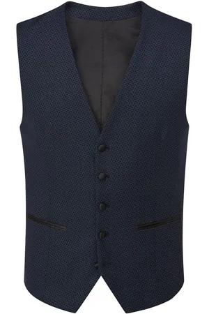 Skopes Blue Single Breasted Cuba Geometric Dinner Suit Waistcoat 50 R