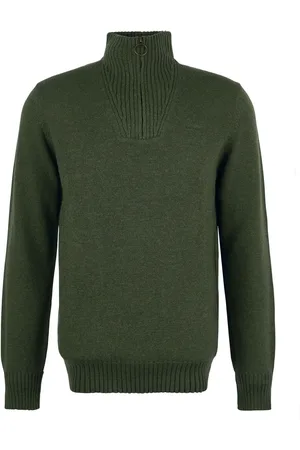 Barbour Olive Green Lambswool Quarter Zip Jumper S