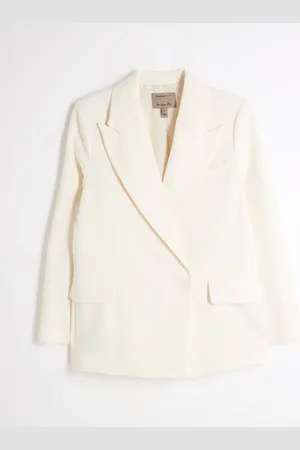 River Island Cream Oversized Double Breasted Blazer AU 16