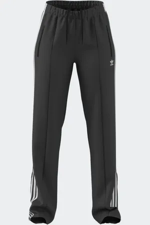 adidas Dark Black Straight Firebird 3 Stripe Straight Trackpants AU 16-18