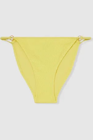 Reiss Lemon Yellow Wynee Crinkle Bikini Bottoms AU 14