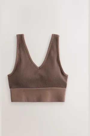 Next Chocolate Active Waffle Seamless Sports Bra M