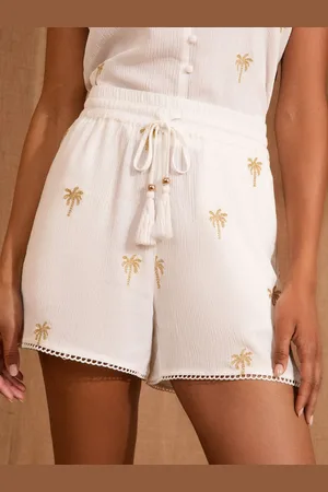 Love & Roses Embellished Palm Tree Beach Shorts AU 12