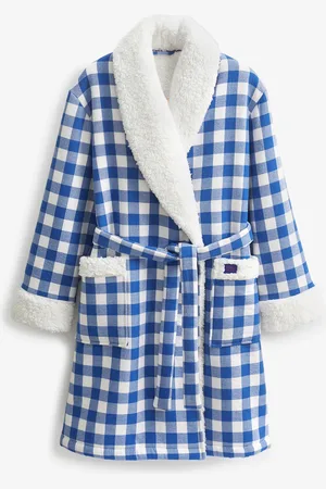 Bath & Body Works Blue Gingham Viscose Cosy Dressing Gown M