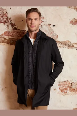 Threadbare Black Collared Mock Layer Trench XL