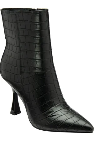 Ravel Black Croc-Print Pointed-Toe Ankle Boots AU 5 (EU 36)