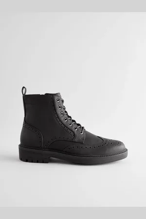 Next Black Brogue Zip Up Boots AU 8 (EU 42)