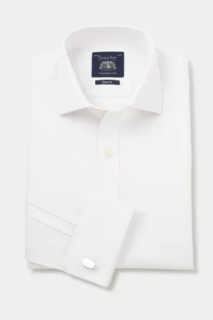 SAVILE ROW The Slim Fit 100% Cotton Herringbone Formal Shirt AU 39 Regular