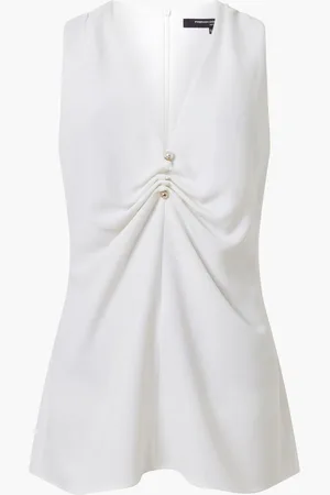 French Connection White Arlette Sleeveless V-Nack Top AU 12