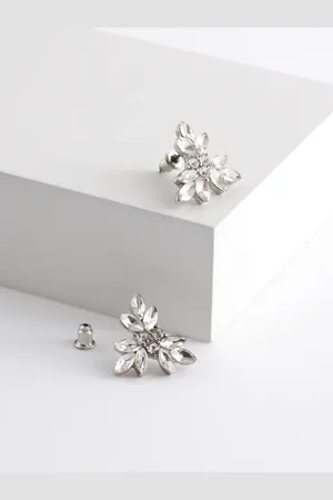 Next Silver Tone Bridal Sparkle Leaf Earrings One