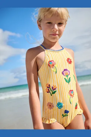 Next Yellow Stripe Embroidered Swimsuit (3-16yrs) 6 Years (116cm)
