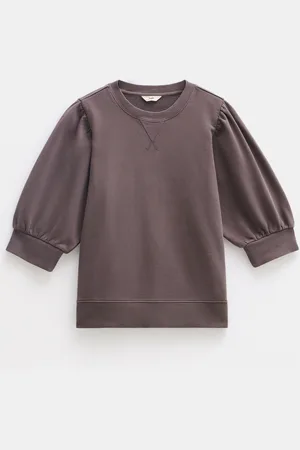 Hush Puppies Brown Puff Sleeve 100% Cotton Sweatshirt S