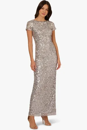 Adrianna Papell Beaded Mesh Long Dress 12