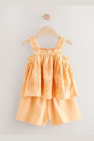 Next Yellow Floral Embroidered Vest & Shorts Set (3-16yrs) 14 Years (164cm)