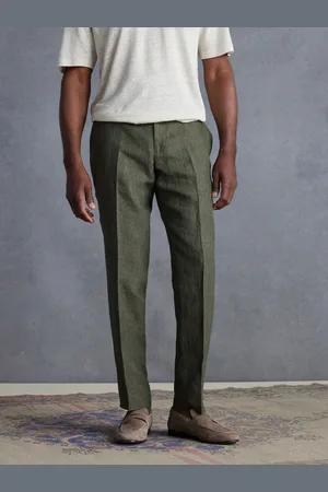 Next Olive Green Slim Fit Signature Leomaster 100% Linen Suit: Trousers 30W x 33L (UK 30 L)
