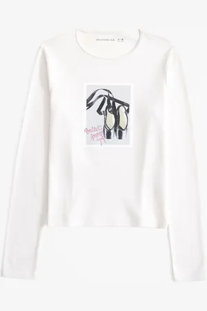 Abercrombie & Fitch Cream Ribbed Graphic Long Sleeve Top 9